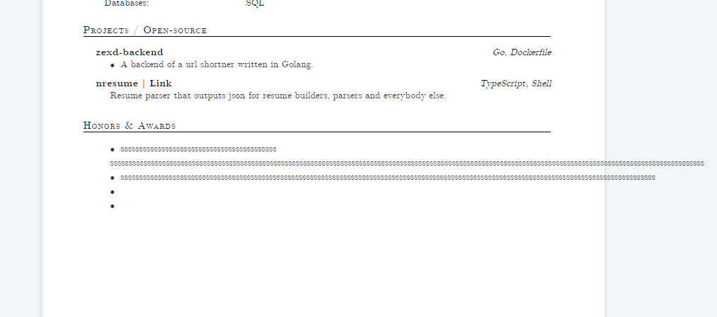 Text overflow issue in HackerRank resume builder